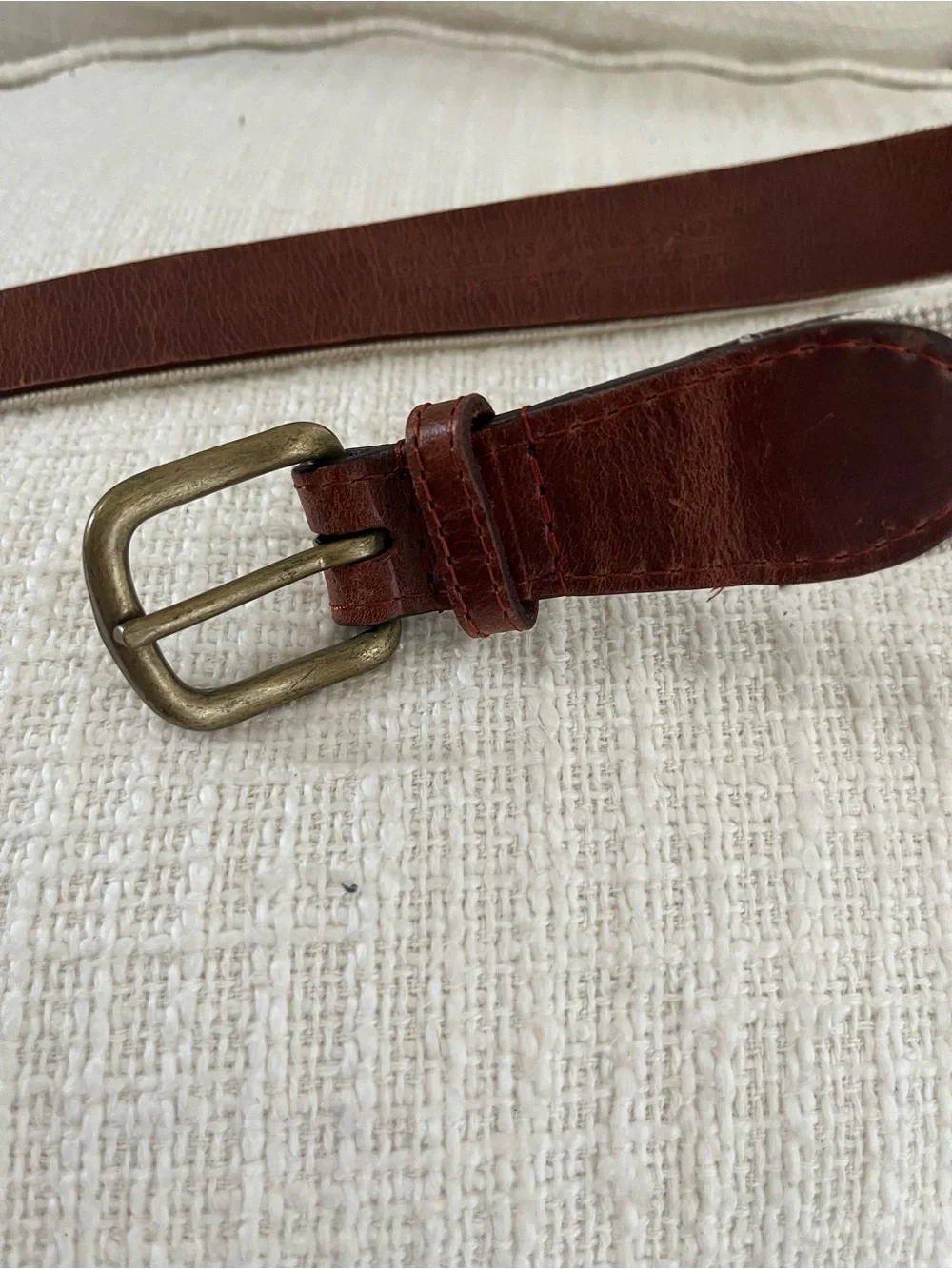 Smathers & Branson Blue Crabs Needlepoint Belt Oatmeal Leather Size 28
